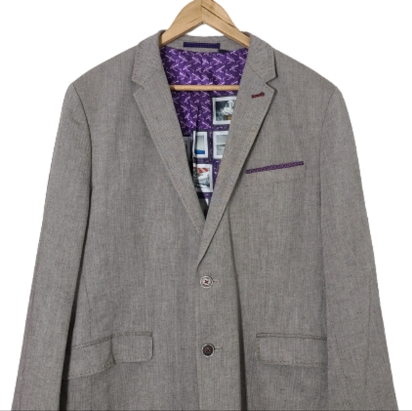 TED BAKER Popping' Modern Trim Fit Herringbone Sport Coat Mens Size Ted 6/ US 44 - Picture 9 of 16